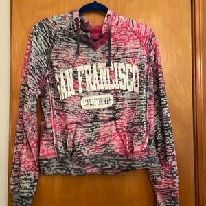 Lightweight pink gray hoodie with San Francisco California white lettering